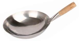 S/S WOK W/WOODEN HANDLE