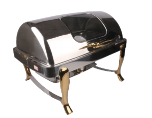 OBLONG ROLL TOP CHAFING DISH GOLD (W/WI