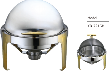ROUND ROLL TOP CHAFING  DISH (GOLD) 